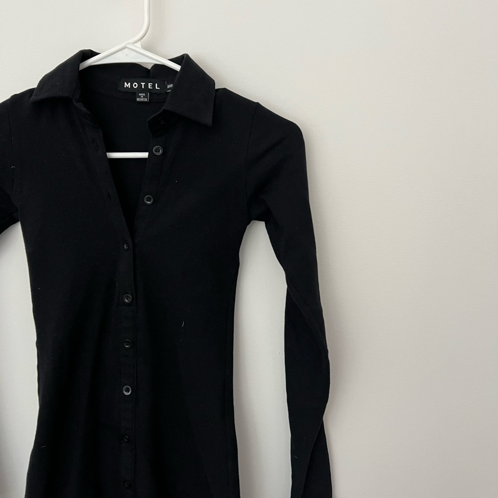 Button Up Motel Mini Dress Long Sleeve